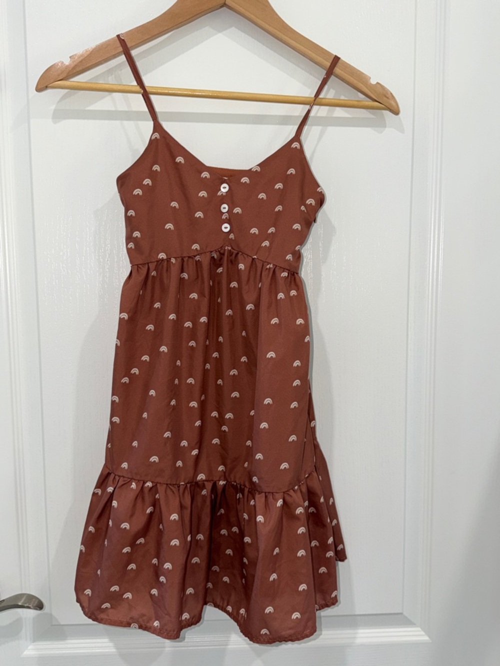 Peyton Bre Rust Brown Rainbow Print Girls' Sundress boutique brand size 6